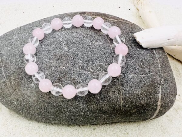 Bracelet Cristal de Roche & Quartz Rose 8mm – Image 2