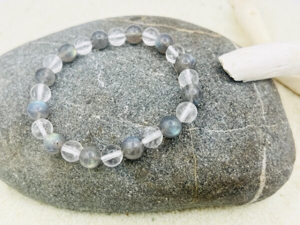 Bracelet Cristal de Roche & Labradorite 8mm – Image 2